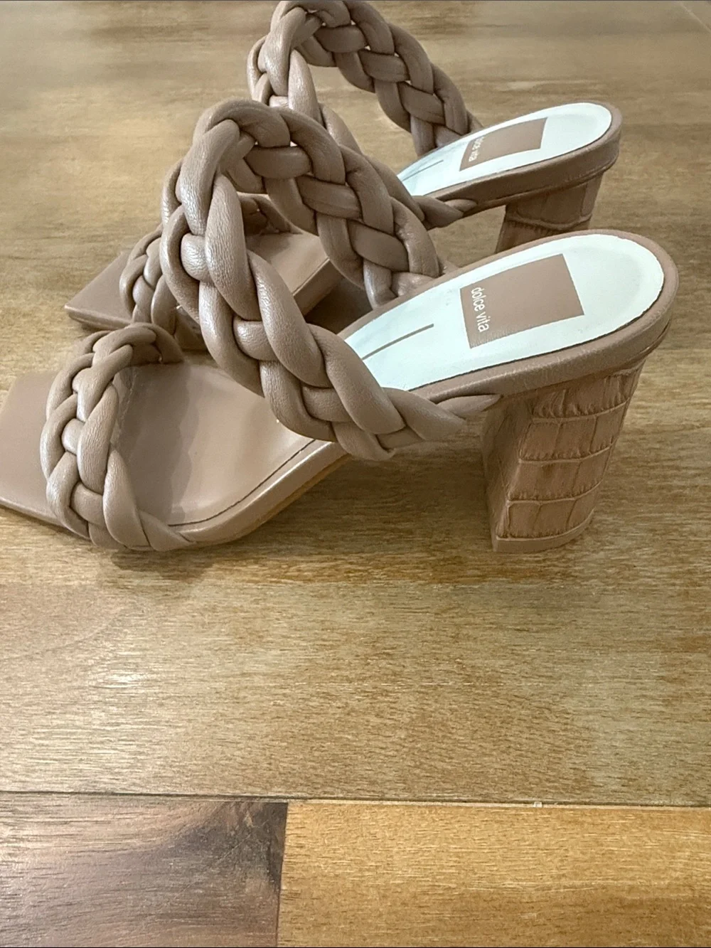 Dolce Vita Paily Braided Block Heel Sandals - Cafe Stella Sz 7.5